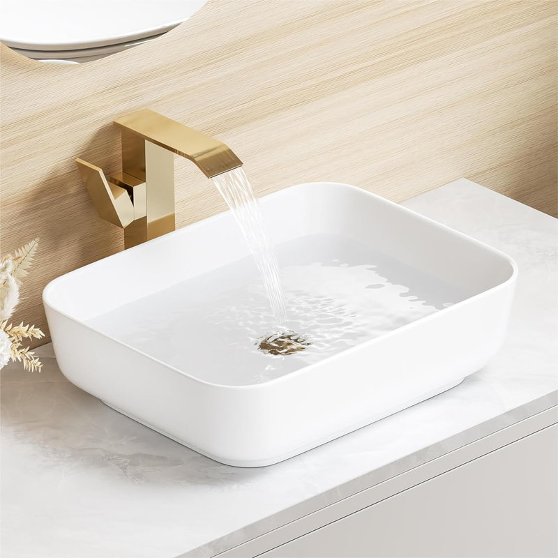 Salerno 500mm x 390mm White Rectangular Ceramic Countertop Basin Bathroom Sink