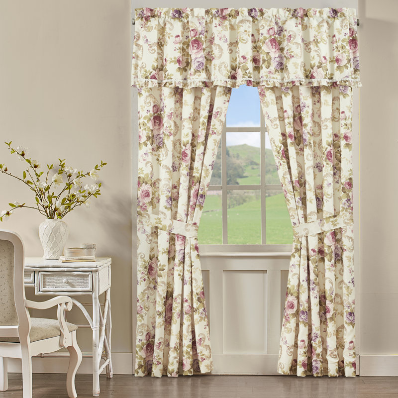 Chambord Floral Lavender and Taupe Polyester Window Valance