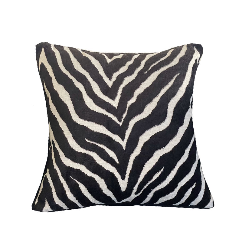 Black Zebra Silk Square Pillow Cover & Insert, 18" x 18"