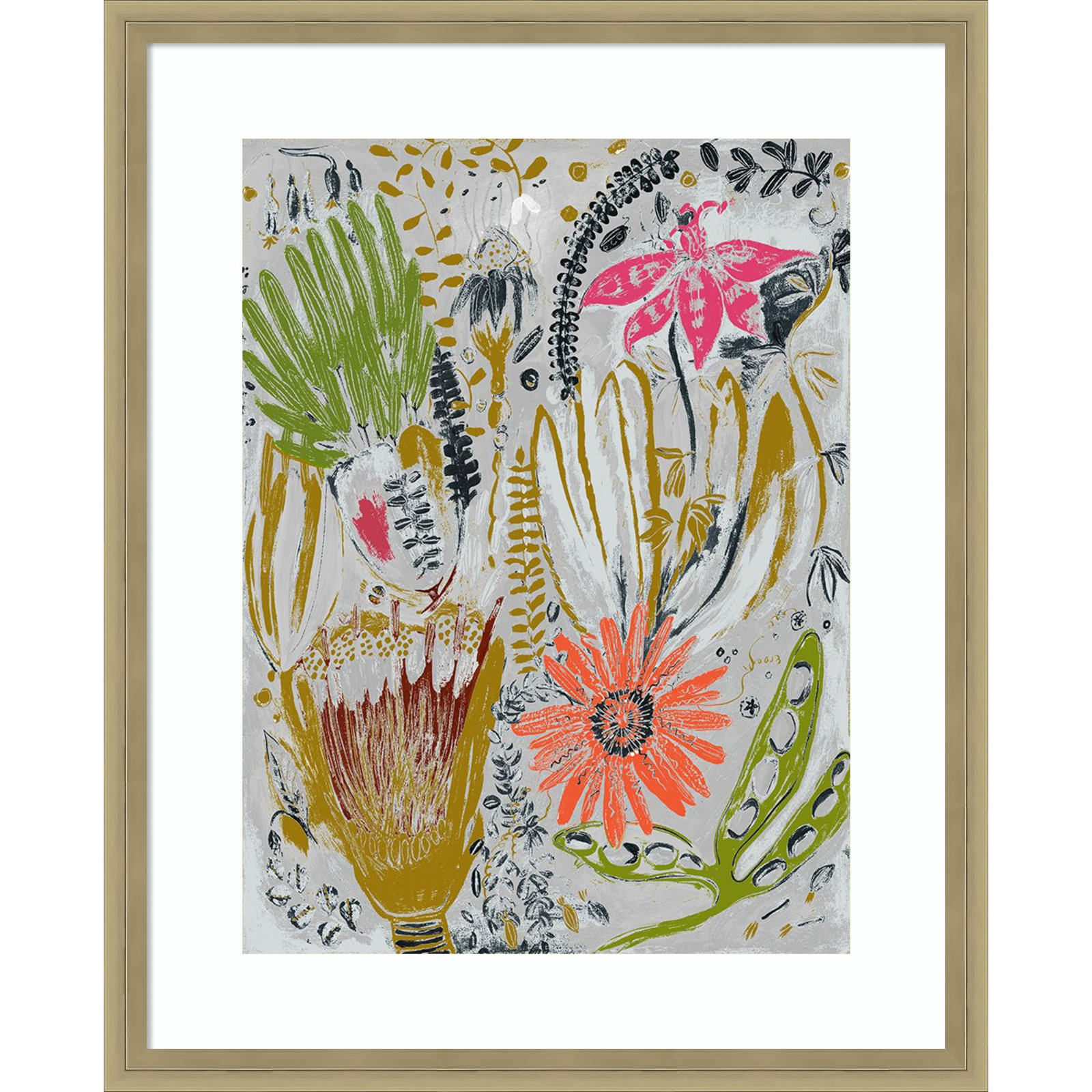 Tropical Blooms by Maya Woods, Brown, 17" W x 21" H
