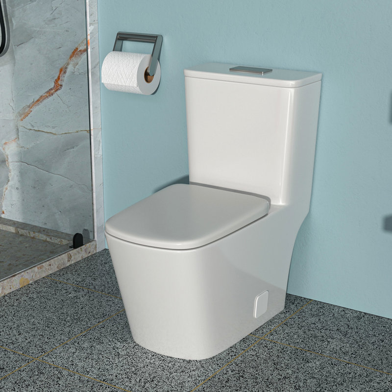 Toilette en céramique à double chasse - Conception allongée pour plus de confort Jet d'eau puissant, nettoie efficacement
