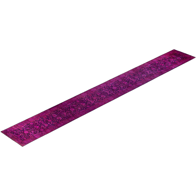 Tapis de couloir rose en laine 2 pi 7 po x 21 pi 4 po Huckstep