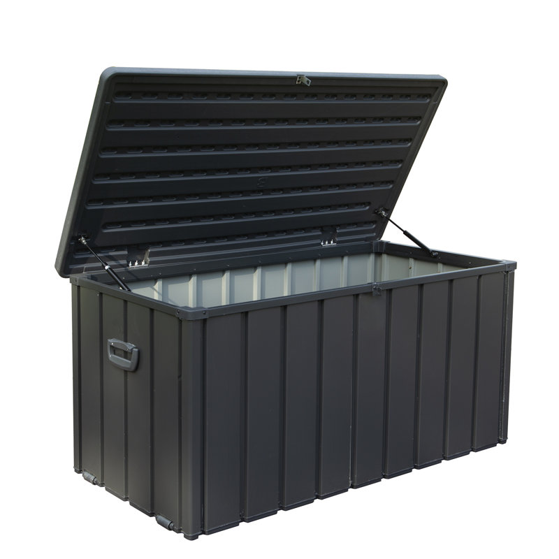 Boîte de rangement de patio gris foncé - Bac imperméable 120 gallons pour coussins et outils