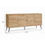Console moderne en chêne avec portes à fermeture douce, 70,9 po x 31,5 po x 16,1 po | 100% aggloméré et panneau de fibres à densité moyenne enduit de mélamine, pieds en métal | Conception murale avec de nombreuses tablettes de style scandinave pour des espaces de vie élégants