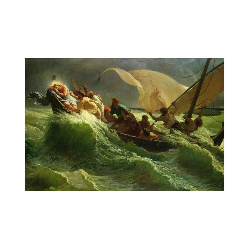 Christ Asleep In His Boat by Jules Joseph Meynier - Painting on Canvas, 66.04cm H x 101.6cm W x 3.81cm D, Wrapped Canvas