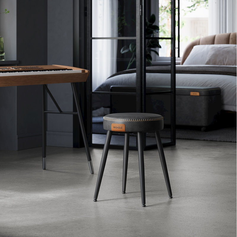 Dining Chairs Stools, Upholstered Kitchen Stools, Vanity Stools, 19-Inch Tall, 1, Black