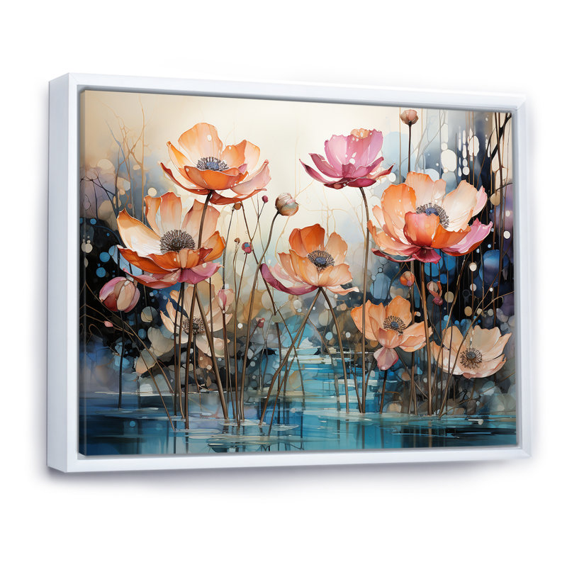 Lotus en harmonie - art mural Lotus, H 12 po x l 20 po x P 1 po, Cadre flottant blanc