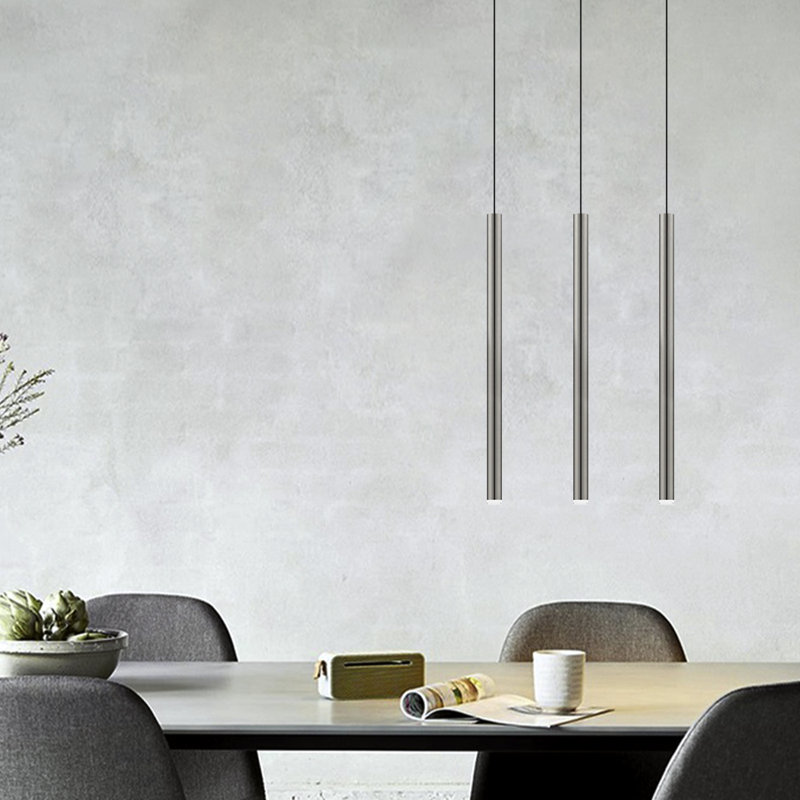 Luminaire suspendu linéaire à 3 lumières pour îlot de cuisine Baileyton, Nickel