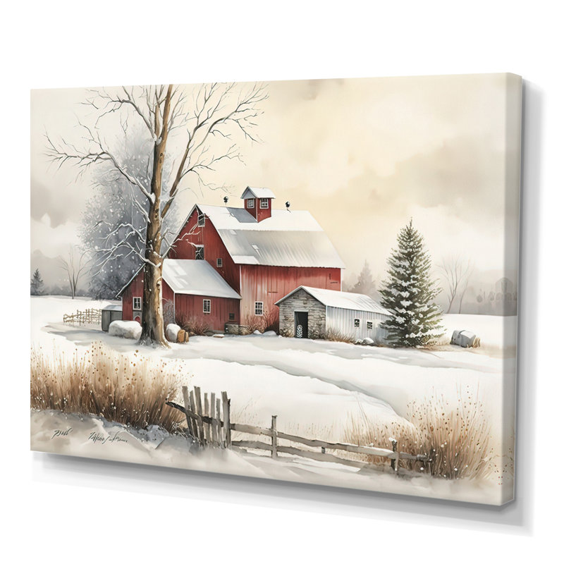 «Yellow Church pendant l'hiver II», art mural paysage religieux, Toile tendue, H 12 po x l 20 po x P 1 po