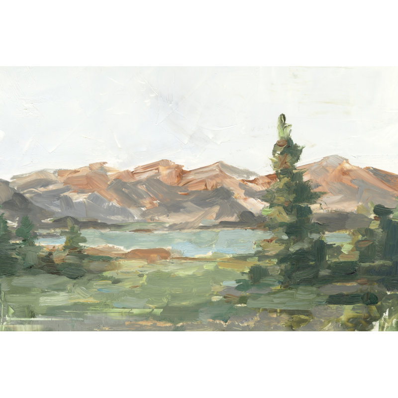 Rusty Mountains II - Painting, 81 cm H x 122 cm W, Black Floater Framed