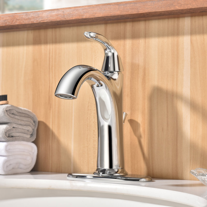 Stilleto Collection Single-Handle Deck-Mount Mid-Arc Lavatory Bathroom Sink Faucet - Chrome Polished, Chrome Polished 