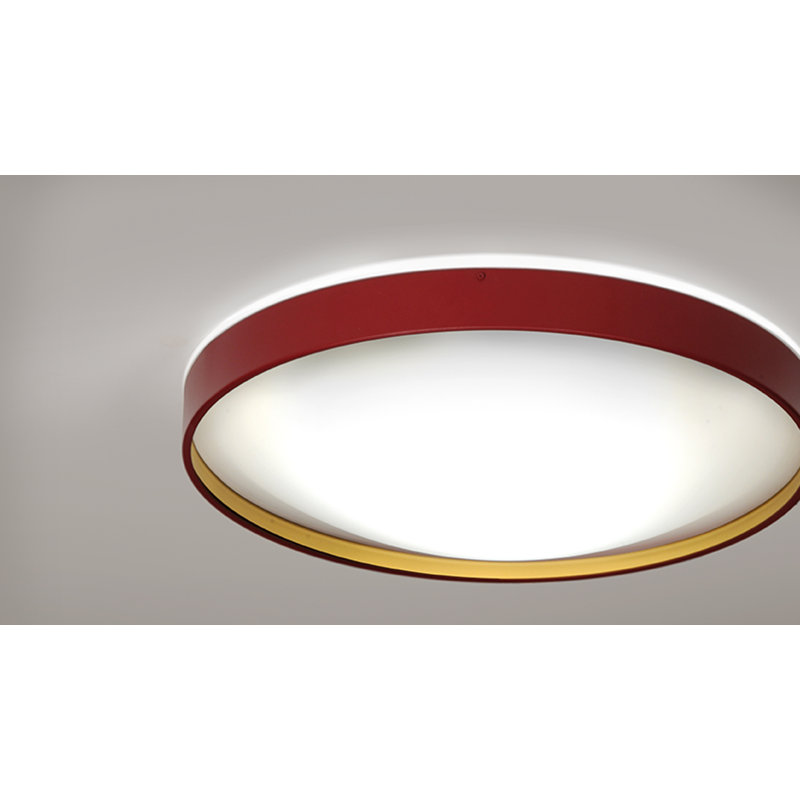 Alina Simple Circle Flush Mount, Burgundy Lacquer/Gold Lacquer, 4.44" H x 14.56" W x 14.56" D
