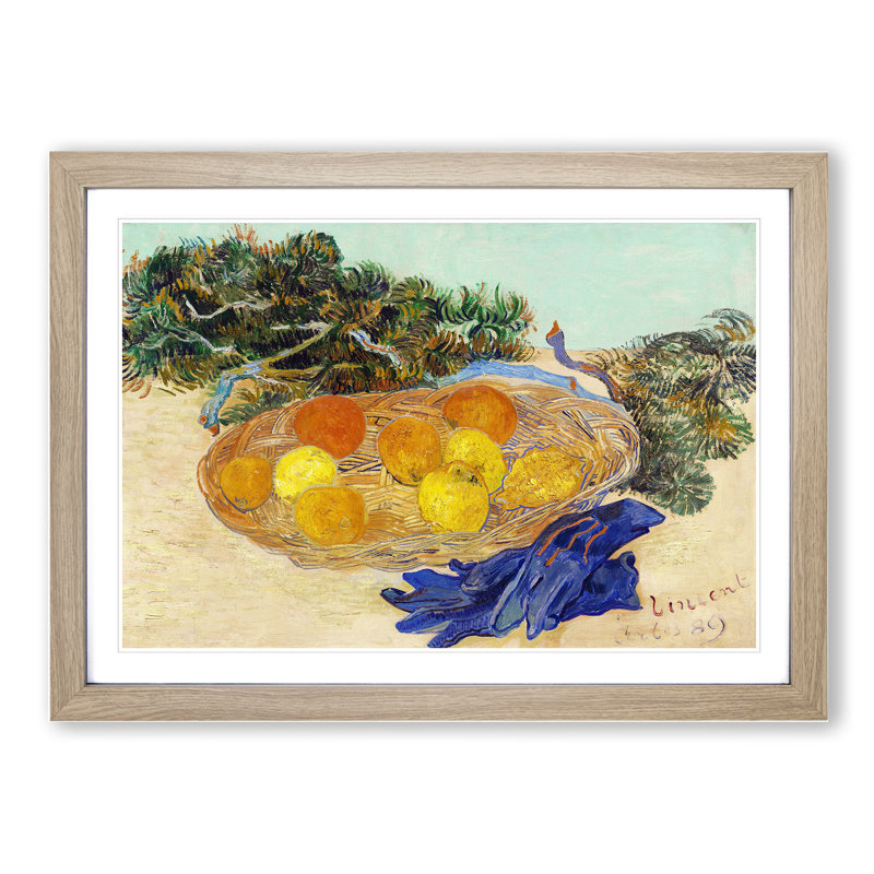 Oranges and Lemons by Vincent Van Gogh - Picture Frame Painting on MDF, Oak Framed, 36cm H x 48cm W x 2cm D