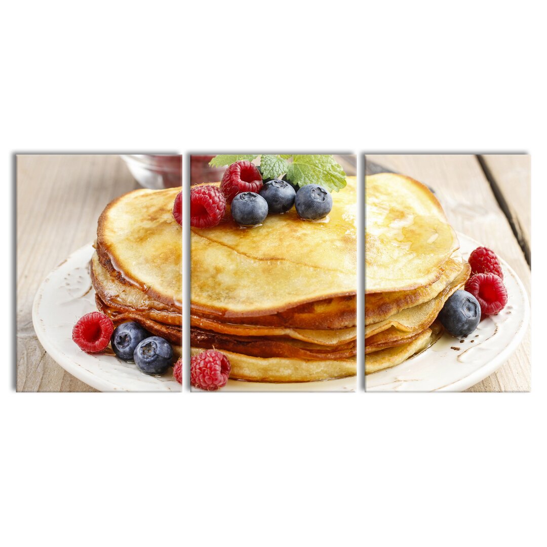 3-tlg. Leinwandbilder-Set Sweet Pancakes with Berries