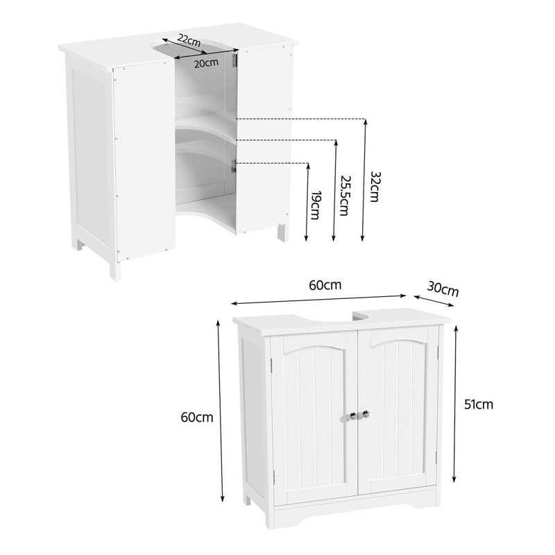 Engineered Wood Bathroom Cabinet, White