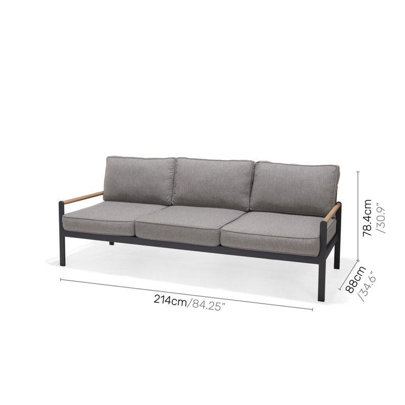 LifestyleGarden Bahamas FSC Teak and Aluminum Outdoor Patio Sofa - Seats 3