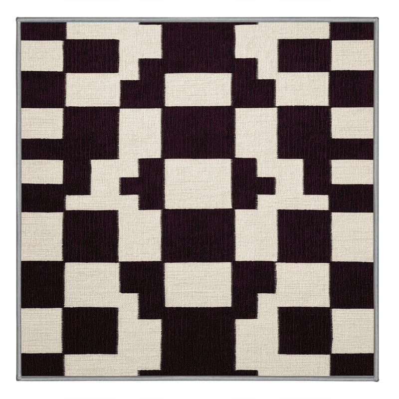 Tapis brun à carreaux lavable à la machine, Carré 3 pi