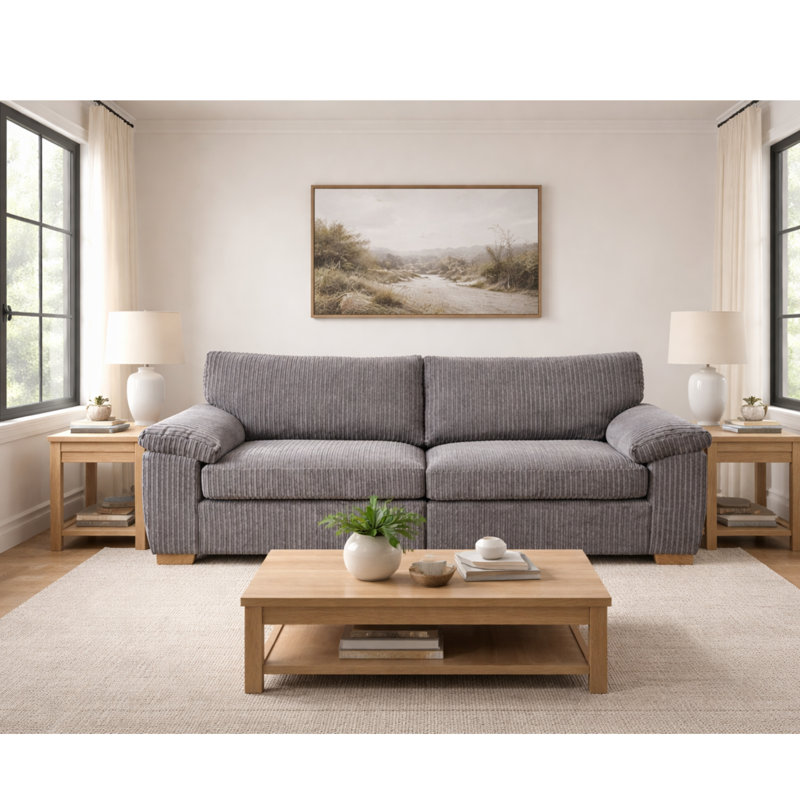 2 Seater Corduroy Sofa, Grey