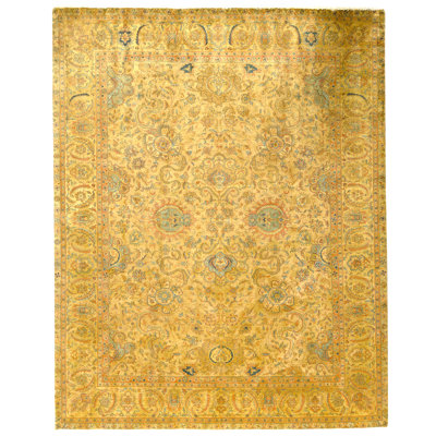 High-Quality Hand-Knotted Gold And Red Area Rug