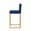 Tabouret à hauteur de comptoir moderne en velours avec dossier complet - ensemble de 2 - Bleu marine-130022059-130022064