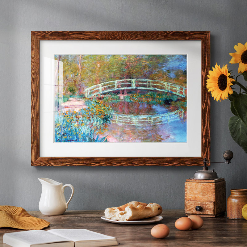 Le pont japonais (Le pont dans le jardin de Monet), 1900 - Peinture à cadre unique, Érable, H 28 po x l 42 po x P 1,5 po