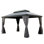 Pavillon de jardin à toit rigide 10 pi x 14 pi, pavillon en métal amélioré avec système de drainage, toit en acier galvanisé à double couche, rideau et filet, auvent d'abri extérieur pour patio, jardin et cour arrière