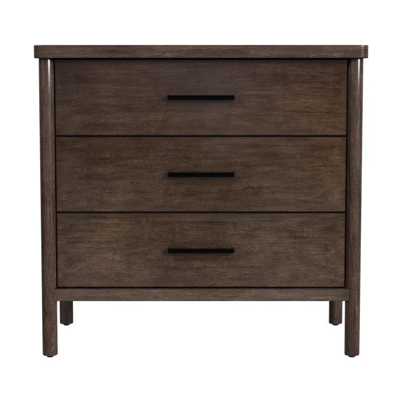 Lennon 3 Drawer Rounded Leg Dresser, Dark Brown