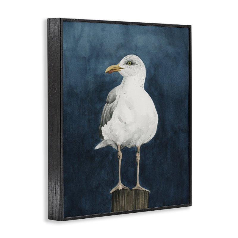 Oiseau côtier perché encadré, estampe numérique par Grace Popp bf-172, H 30 po x l 24 po, Cadre noir