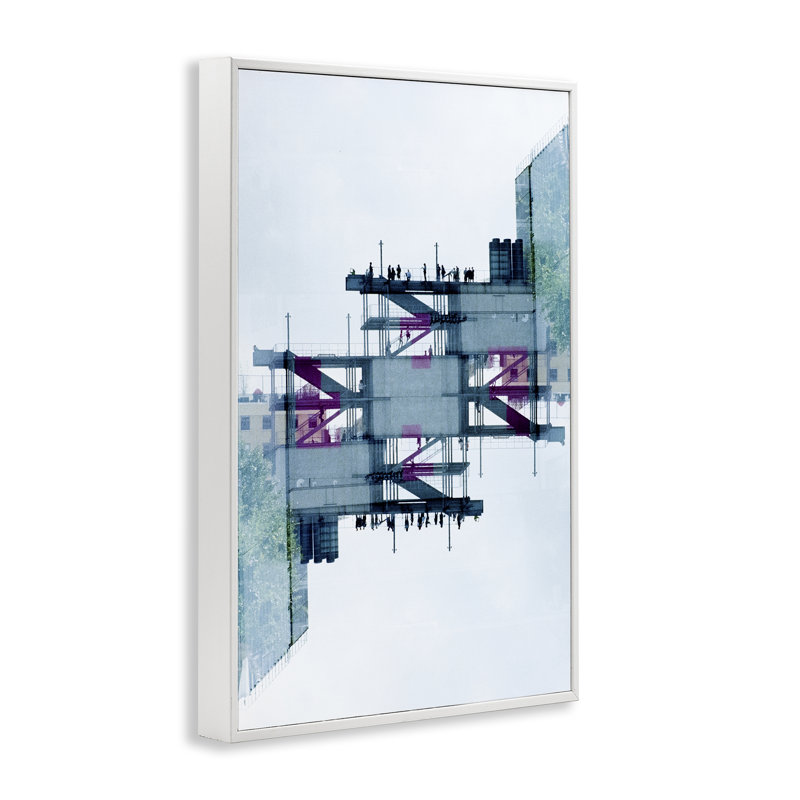 Estampe numérique symétrique encadrée par Robin Vandenabeele, 30" H x 20" W, Estampe numérique encadrée blanc bord de mer