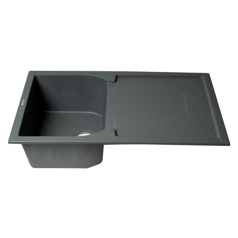 Titanium Gray Granite Single Bowl Kitchen Sink with Drainboard