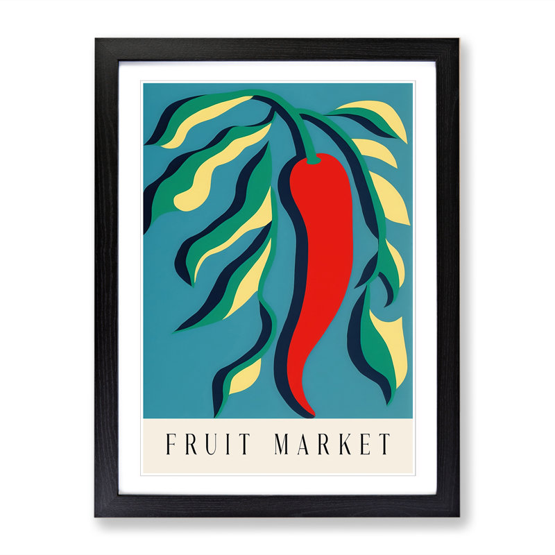 Fruit Market Exhibition Red Chili Pepper Vol.10 - Single Picture Frame Print on Wood, 64cm H x 46cm W x 2cm D