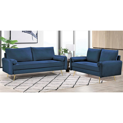 2-Piece Matching Velvet Sofa Set