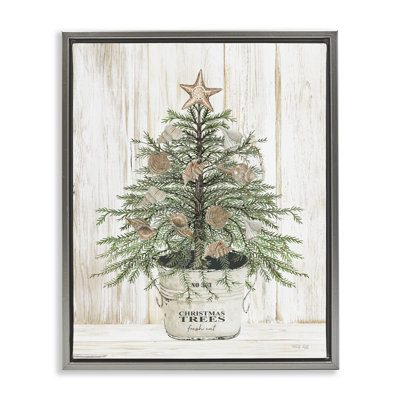 «Rustic Seashell Christmas Tree» par Cindy Jacobs - cadre flottant, impression sur toile