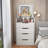 Compact Bedroom Vanity With Glass Desktop And Cushioned Stool, White Dressing Table, Practical Beauty Space 31 Makeup Top Mirror Drawers, Furniture, Functional Desk-254258495