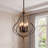 4-Light Gold & Black Geometric Cage Pendant Light, Adjustable Height