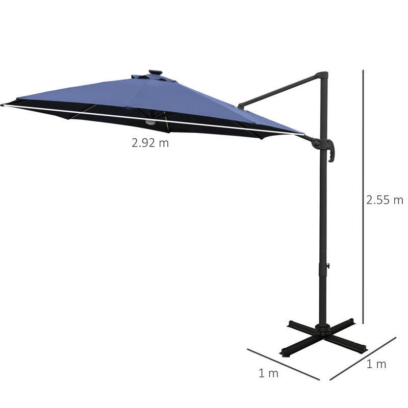 Breelan 292cm Lighted Cantilever Parasol, Blue