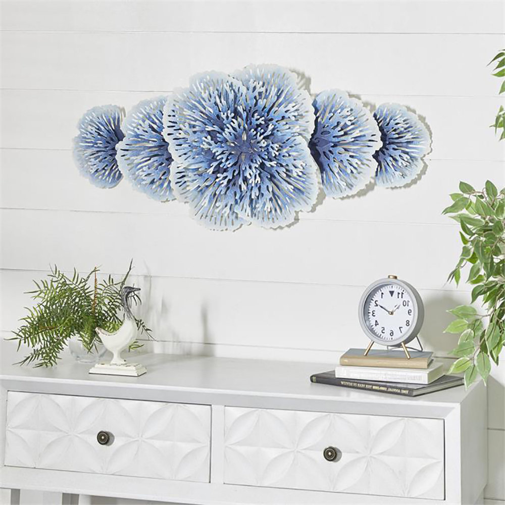 Chudleigh Coastal Floral Wall Decor on Metal Beachcrest Home™
