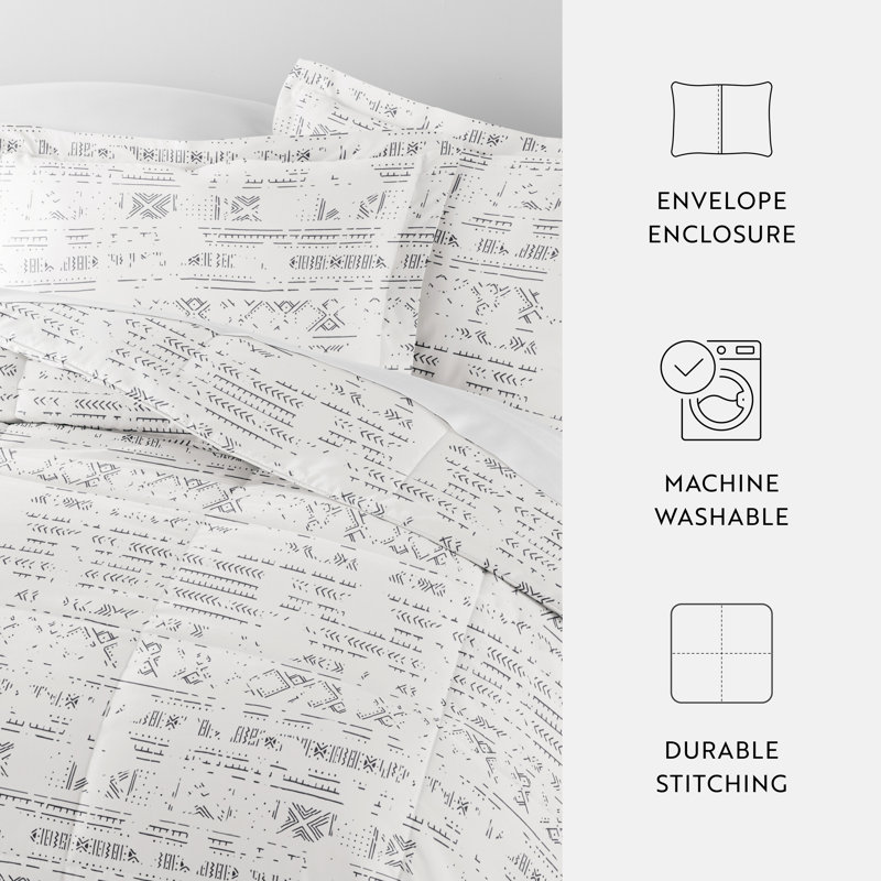Comforter Set Patterned Microfiber All Season Down-Alternative Ultra Soft Bedding in Distressed Field