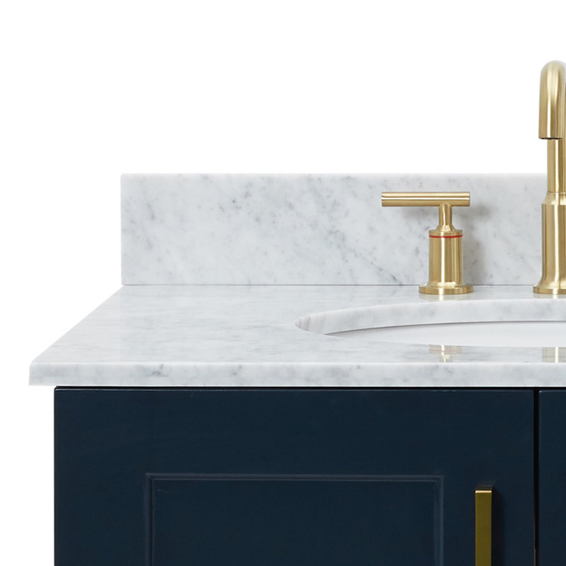ARIEL TAYLOR 43 IN LEFT OFFSET SINGLE RECTANGLE SINK VANITY, Oval, Left , Midnight Blue