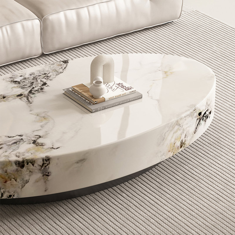 Table de salon ovale en marbre, H 13,8 po x L 51,2 po x l 27,6 po