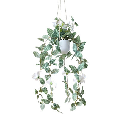 Vigne suspendue artificielle en pot, fleurs de verdure suspendues en pot suspendu en plastique pour décoration de fenêtre murale