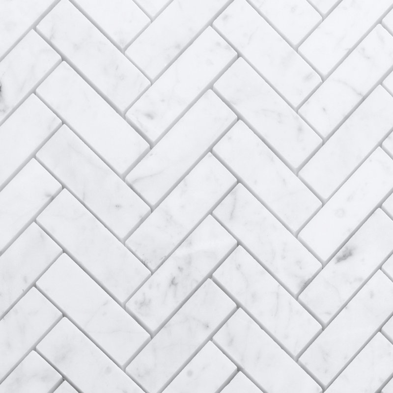 Heritage 1 in. x 3 in. Herringbone Polished Marble Tile