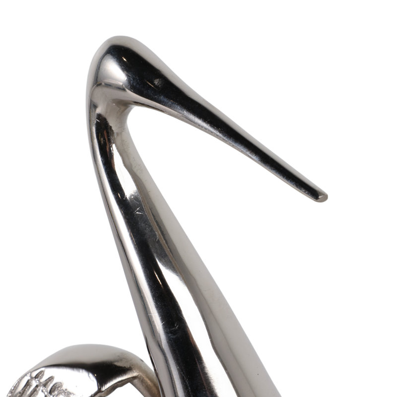 Stylish Bowling Swan Decorative Objects Statue For Home Decor -  Decorations For Living Room Sculpture Or Figurine - 11", Silver