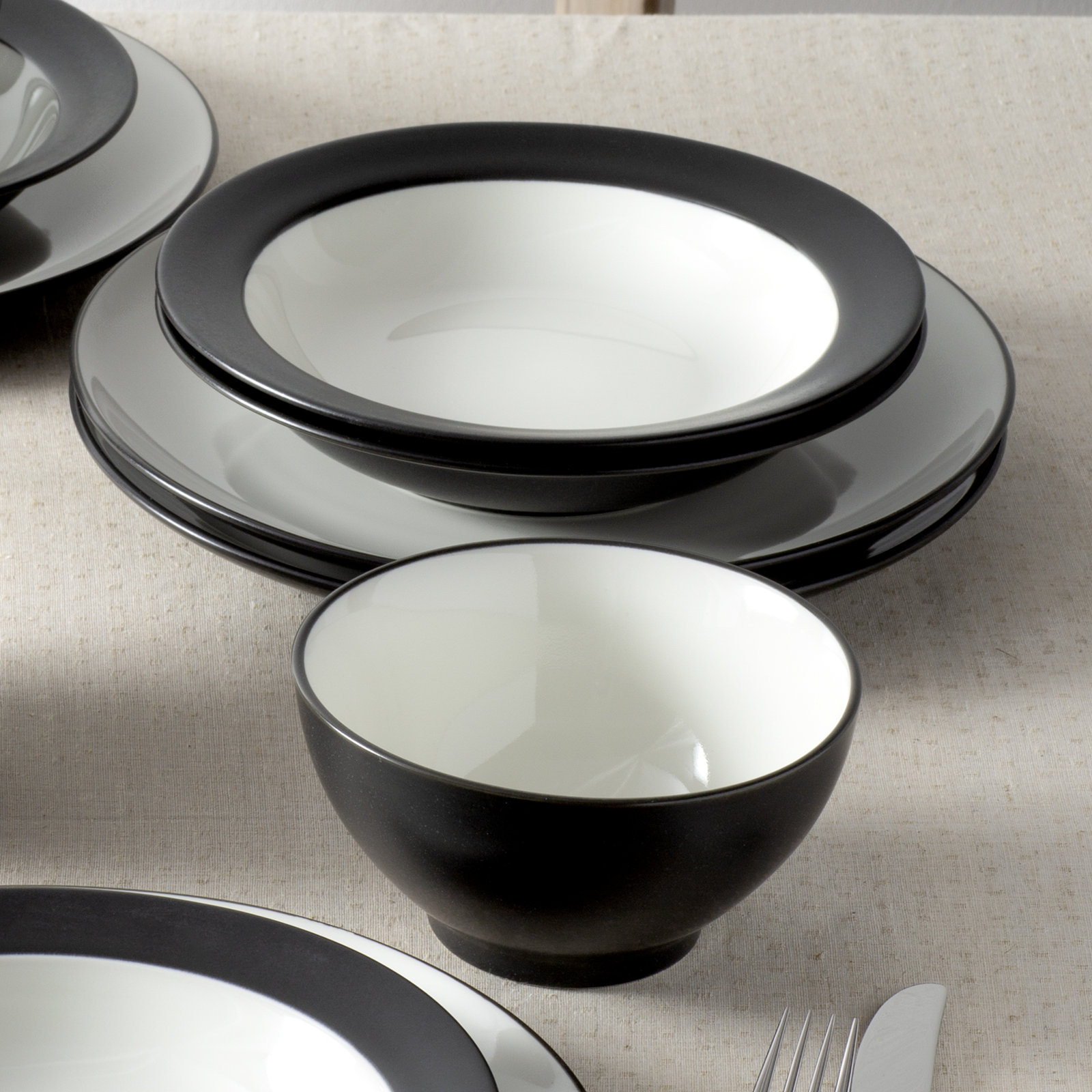 Colorwave Stoneware Dinnerware Set - Service for 4, Graphite