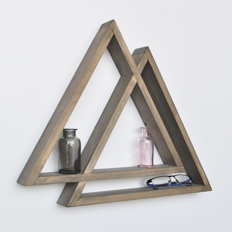 2 Piece Triangle Solid Wood Floating Shelf