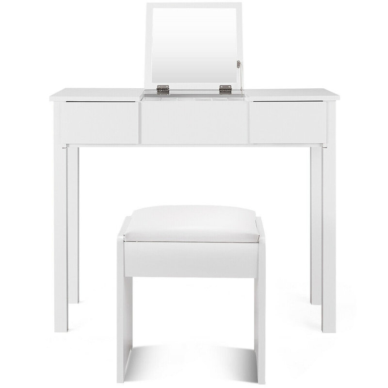 Mirada Dressing Table with Mirror, White