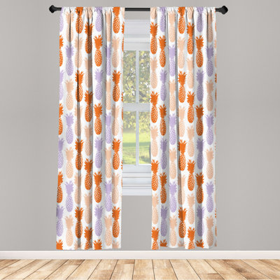 Microfiber Floral Semi-Sheer Rod Pocket Curtain Panels
