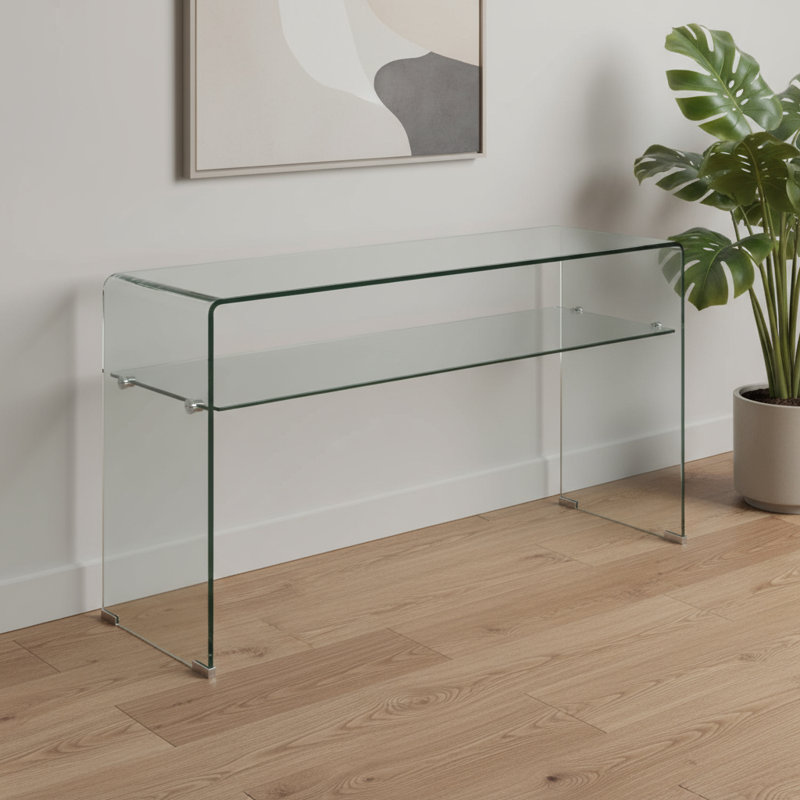 Console 43 "en verre transparent avec tablette