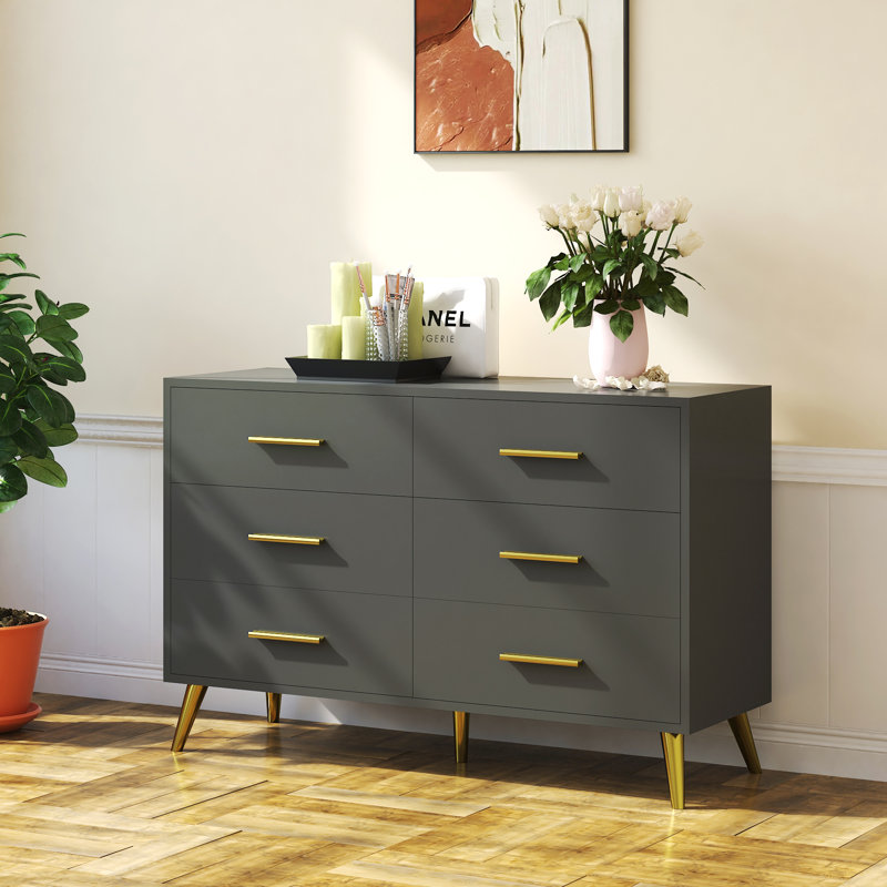 Commode double 6 tiroirs Maelee, Noir mat