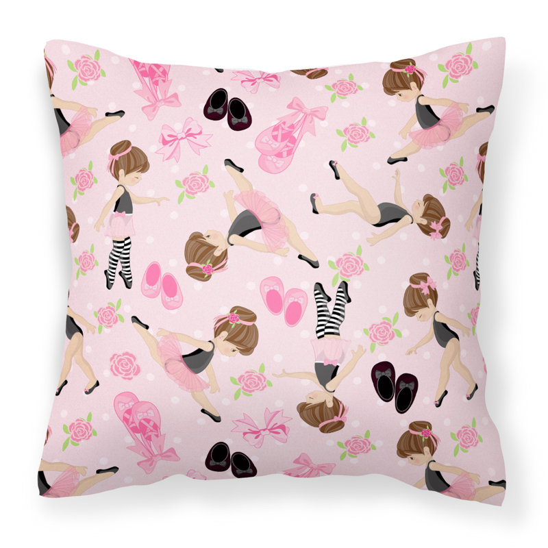 Coussin intérieur/extérieur ballerines et roses, 18 po x 18 po